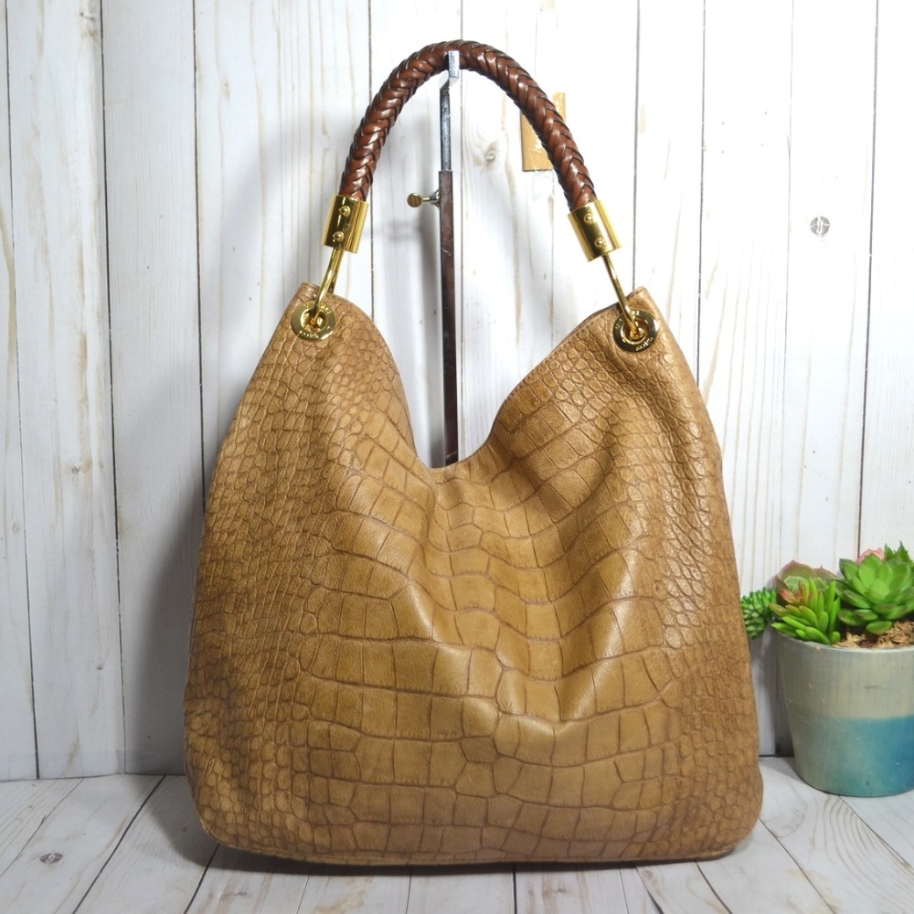 Michael Kors Skorpios Large Croc Embossed Hobo Bag